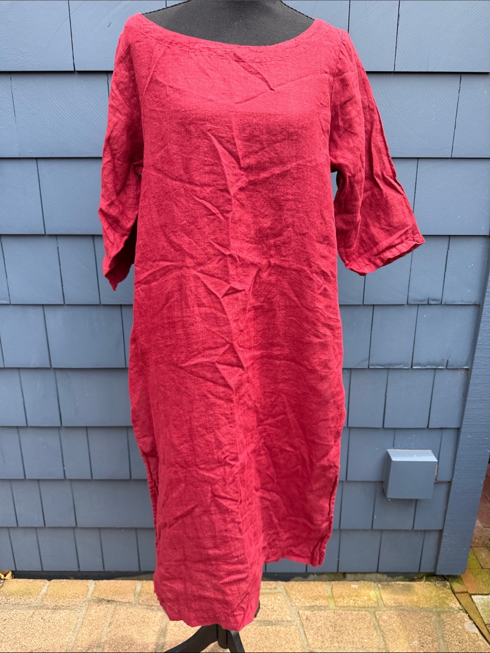 CP Shades Med Red Linen Shift Dress tunic top